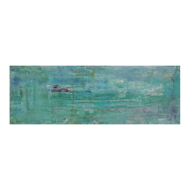 Mid 20th Century Turquoise Abstract Narrow Format Painting For Sale