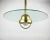 Large vintage ceiling lamp in modern style. Germany, 1980s. glass disk light featuring the brass light source housing with...