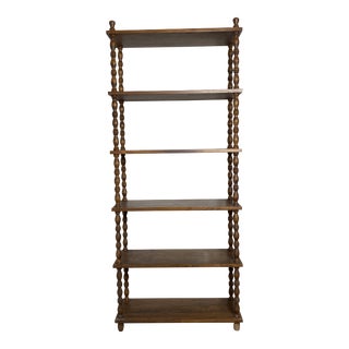 Vintage Mid-Century Modern Bobbin Turned Bookshelf For Sale