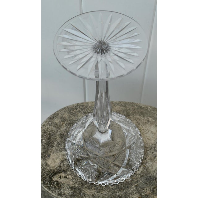 Vintage American Brilliant Cut Glass Tall Compote For Sale - Image 12 of 12