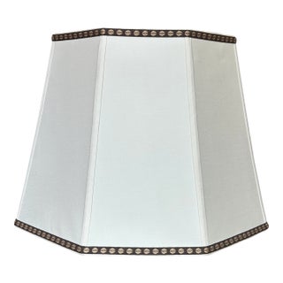 Silk Lampshade With Patterned Trim For Sale