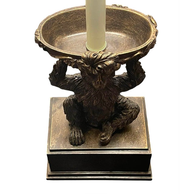 Monkey Lamp with bowl and grape and grape vine motif. Excellent condition and in working order. very clean.