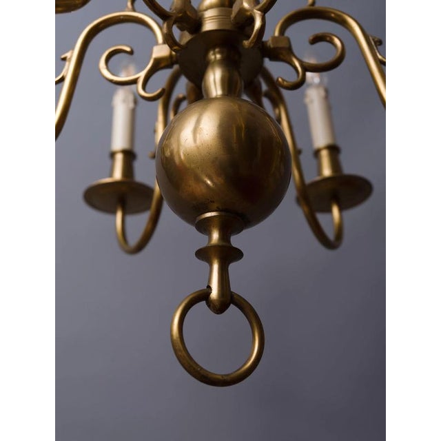 Dutch Brass 9-Arm Chandelier For Sale - Image 4 of 9