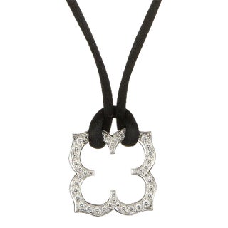 Cartier Hindu Diamond Necklace Estate 18 Karat Gold Black Silk Cord Jewellery For Sale