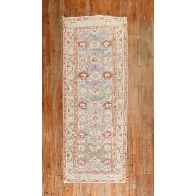 Persian Antique Zabihi Collection Persian Malayer Blue Runner - 3'4" x 8'8" For Sale - Image 3 of 8