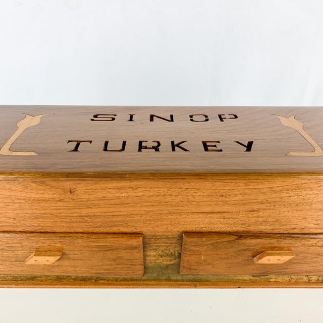 Folk Art Vintage Sinop Turkey Tulips Handmade Wooden Tramp Art Folk Box Mirror Drawers For Sale - Image 3 of 12