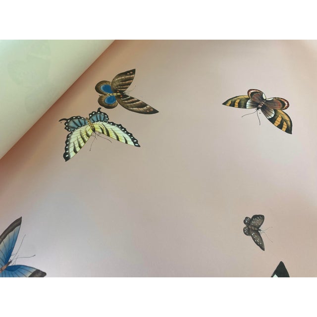 Not Yet Made - Made To Order 36“*100”/Panel, Modern Whimsical Butterfly Mural Wallpaper in Pink For Sale - Image 5 of 6