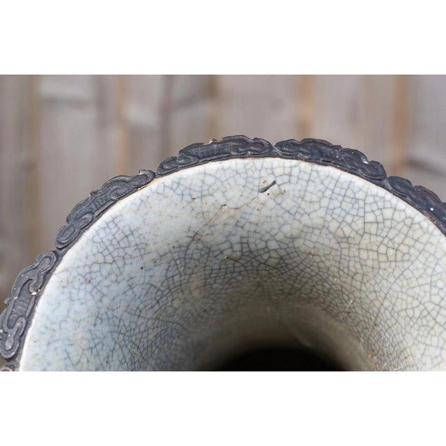 Large Antique Chinese Qing Dynasty Crackle Glaze Porcelain Vase, 1800s For Sale - Image 18 of 18