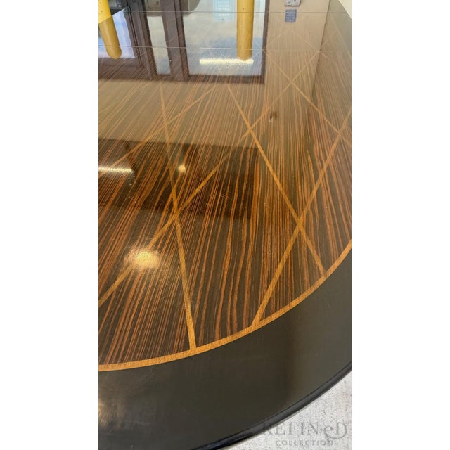 Late 20th Century Neoclassical Zebrawood Inlaid Ebonized Dining Table, Attributed to Ralph Lauren for Henredon For Sale - Image 12 of 17
