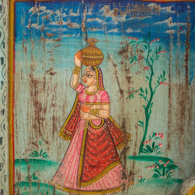 Early 20th Century Antique Folk Art Painted Window and Surround From India For Sale In Denver - Image 6 of 12