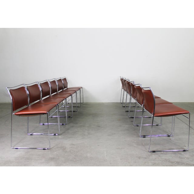 Mid-Century Modern Tulu Chairs in Leather and Steel by Kazuhide Takahama for Simon Gavina, 1970s, Set of 12 For Sale - Image 3 of 11
