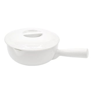 Apilco France White Porcelain Covered Soup Bowl With Handle, 10" For Sale