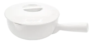 Apilco France White Porcelain Covered Soup Bowl With Handle, 10"