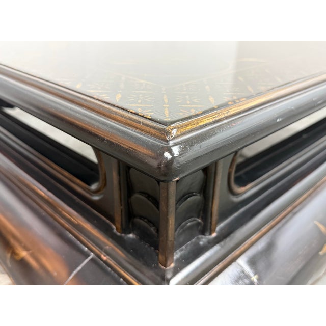Wood Drexel Heritage Et Cetera Chinoiserie Black Lacquer Cocktail Table For Sale - Image 7 of 12
