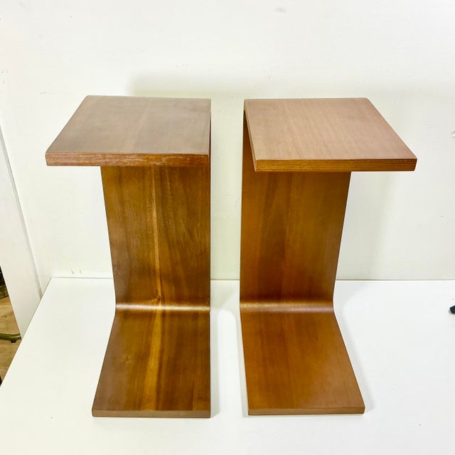 1980s Vintage Italian Style Postmodern Contemporary Teak Bentwood Drinks Table - A Pair For Sale - Image 10 of 13