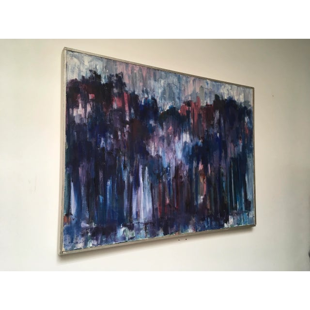 Abstract Large Signed Abstract Expressionist Painting by Schaeffer in Custom Silver Frame For Sale - Image 3 of 9