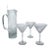 Vintage Memphis Design Cocktail Pitcher Set: Frosted Glass Barware With Stirrer For Sale
