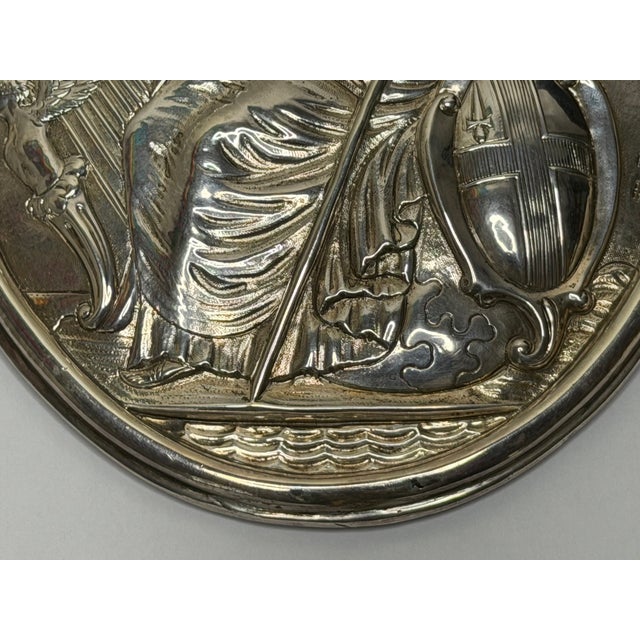 George III London Assurance Britannia Plaque – Hallmarked Sterling Silver, Hennell Family, London, Circa 1801 For Sale - Image 9 of 18