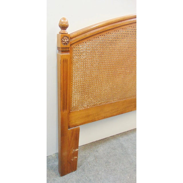 French Louis XV Style Fruitwood Caned Full Size Headboard For Sale - Image 3 of 6
