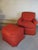 Vintage 1960s custom club chair and ottoman. High quality construction. Down filled throughout. Beautifully re-upholstered...