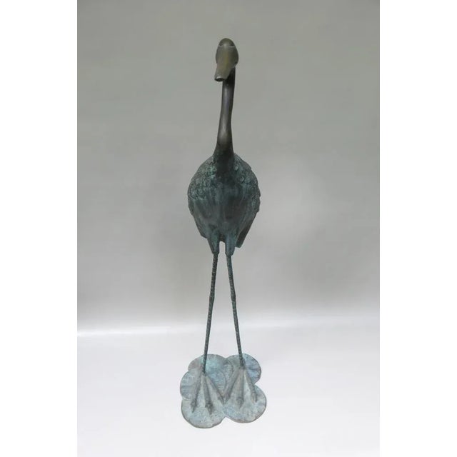 Bronze & Green Patinated Crane Sculptures, 1970s, Set of 2 For Sale - Image 10 of 18