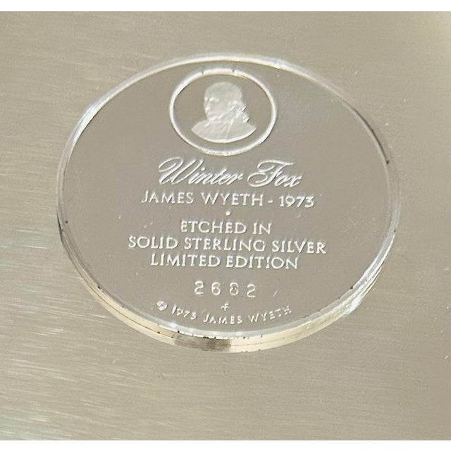 1973 Winter Fox Plate by James Wyeth "Sterling Silver" Franklin Mint For Sale - Image 4 of 10