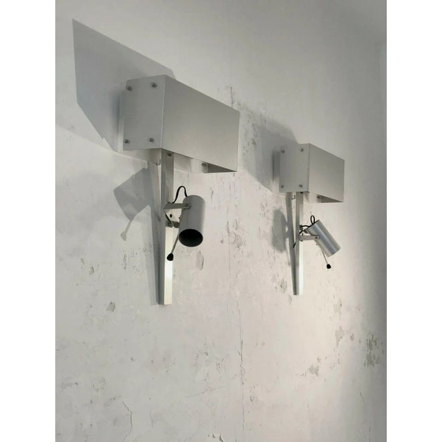Postmodern Large Aluminum and Acrylic Glass Wall Lights attributed to Pierre Vandel, France, 1970s, Set of 2 For Sale - Image 3 of 3
