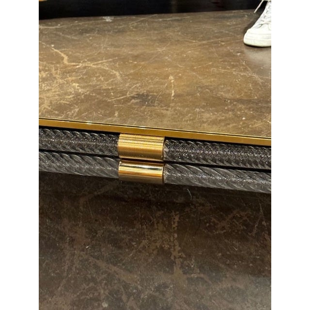 Early 21st Century Modern Murano Double Twist Glass Rod and Brass Mirror For Sale - Image 5 of 7