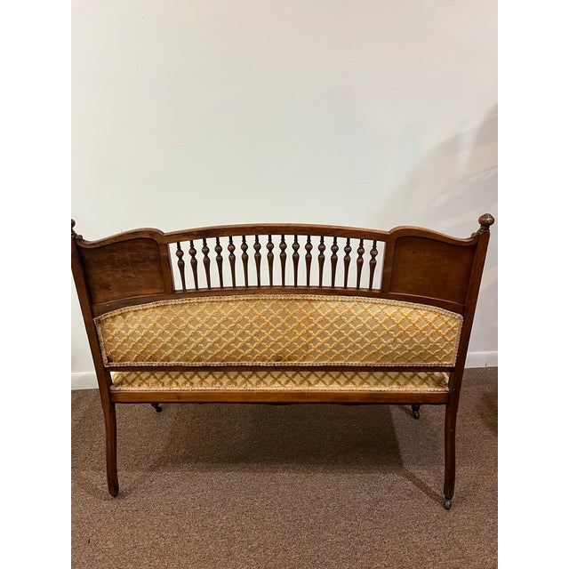 Brown Late 19th Century East Lake Victorian Spindle Back Settee and Chair For Sale - Image 8 of 12