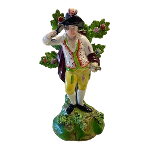 Mid 19th Century Staffordshire Man in Front of Tree With Magnifying Glass