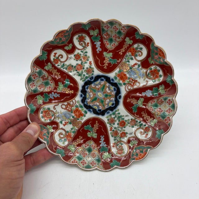 19th Century Japanese Meiji Imari Scalloped Porcelain Cabinet Plate - 8.5" An exquisite late 19th-century Japanese Imari...