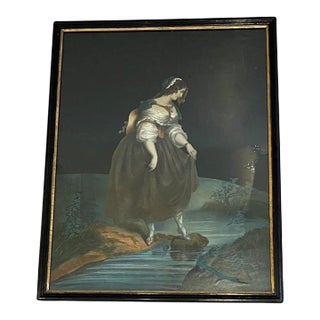1890s English Lithograph "Imprudence" With Hand Colored Surround For Sale