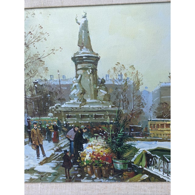 Framed European Winter Street Scene Original Oil Painting Signed Gerald Kott, Mid-20th Century For Sale - Image 14 of 18
