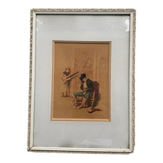 Antique Victorian Framed Print Reminiscences Spaniard Siesta G. Ferris For Sale