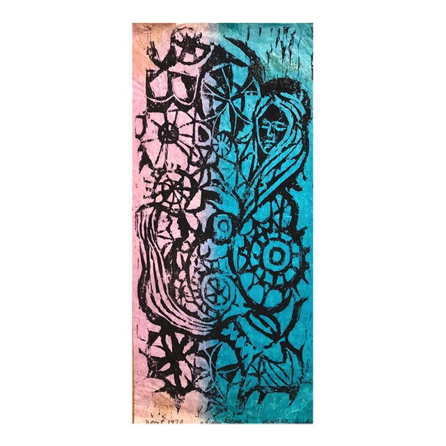1970 Ruth Freeman Abstract Woodcut For Sale
