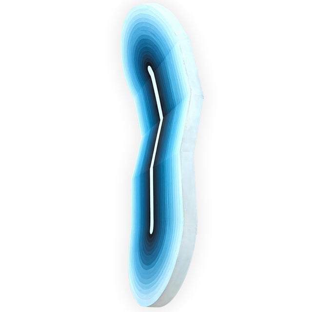 Contemporary David Hardaker "Gimlet" Contemporary Abstract Blue & White Ombre Shaped Squiggle Painting, 2024 For Sale - Image 3 of 5
