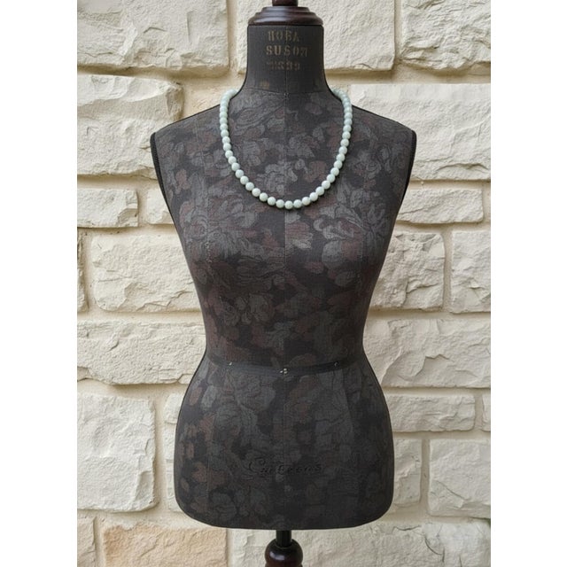 Metal Vintage Art Deco Celadon Jade Beaded Necklace, 24.5 Inches, 1920s For Sale - Image 7 of 10