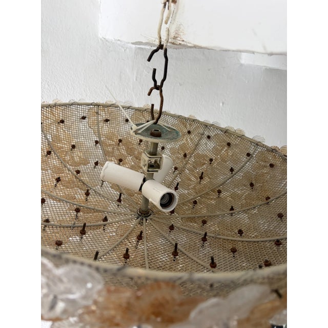 1950s Big Amber Clear Barovier & Toso Midcentury Murano Flowers Flush Mount Chandelier For Sale - Image 5 of 8