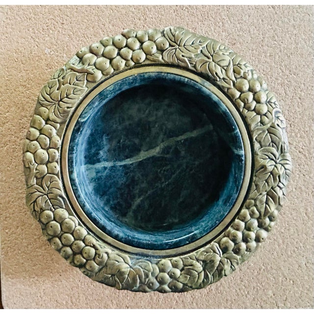 1970s 1970's Green Marble Wine Coaster With Gold Grapevine For Sale - Image 5 of 5