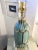 2020s Hollywood Regency Ceramic Lamp: Gold & Blue, Lucite Base, C. Damien Fox Design For Sale - Image 5 of 8