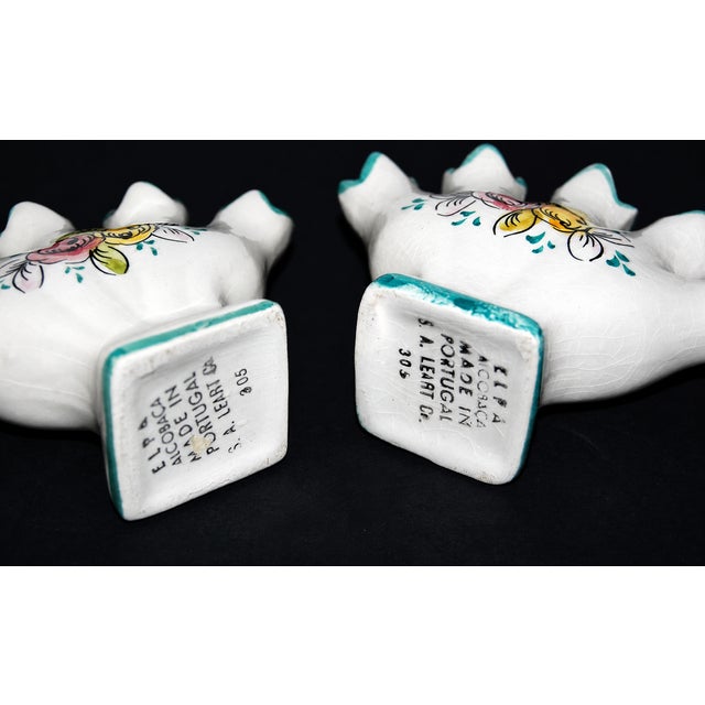Vintage Elba Alcobaca Portugal Finger Scalloped Bud Vases-Set of 2 For Sale - Image 4 of 5