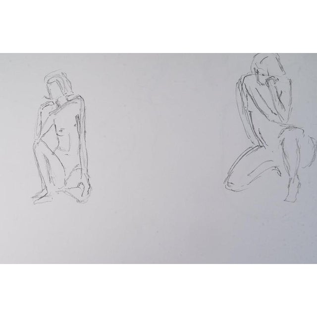 Paper Evelyne Luez, Depicting Nude Women, 20th Century, Pencil on Paper For Sale - Image 7 of 9