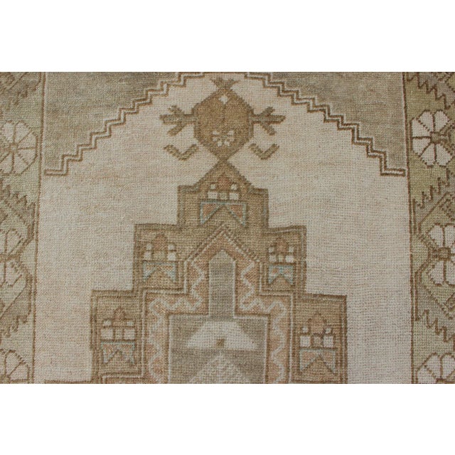 Vintage Turkish Oushak Rug in Sage Green, Taupe, Light Brown, and Light Green For Sale - Image 9 of 13