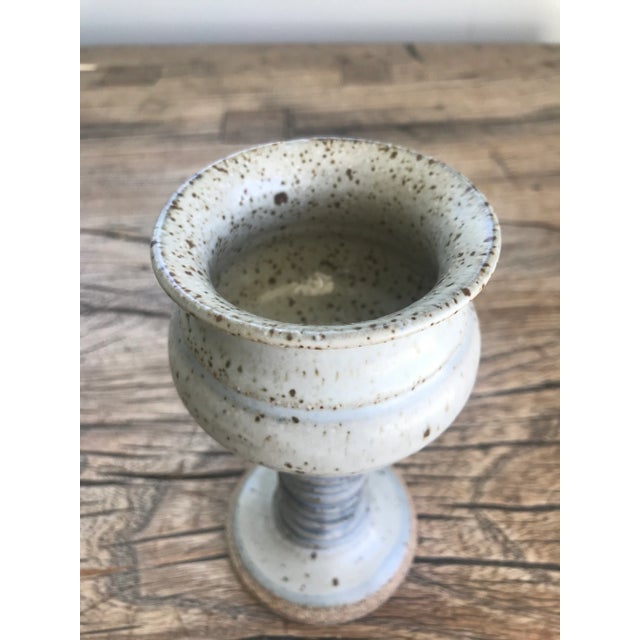 Mid-Century Modern Vintage Mid-Century Modern Ceramic Studio Stoneware Pedestal Pottery Vase For Sale - Image 3 of 7