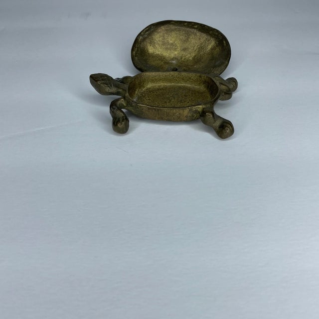 Small Brass Turtle Catchall With Hinged Lid For Sale - Image 4 of 8