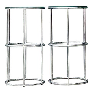 Vintage Polished Chrome Pedestals - A Pair For Sale