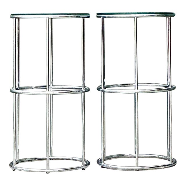 Vintage Polished Chrome Pedestals - A Pair For Sale
