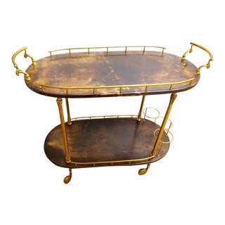 Aldo Tura Parchment Bar Cart For Sale