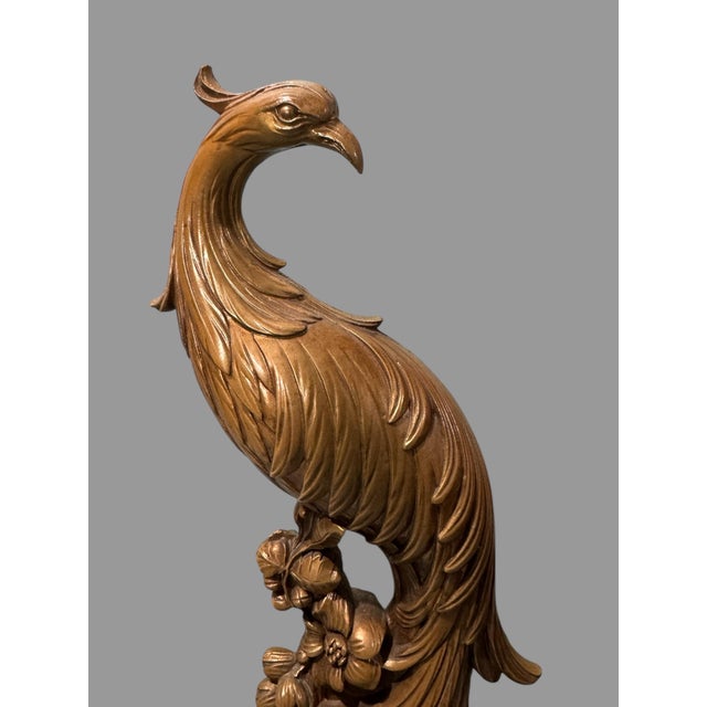 Figurative Vintage Syroco Wood Figural Peacock Statue Sculpture For Sale - Image 3 of 7