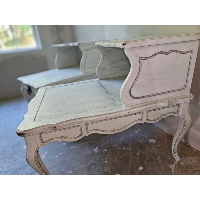 Early 20th Century A Restored Pair French Country Chic Two-Tier Side Tables For Sale - Image 5 of 7